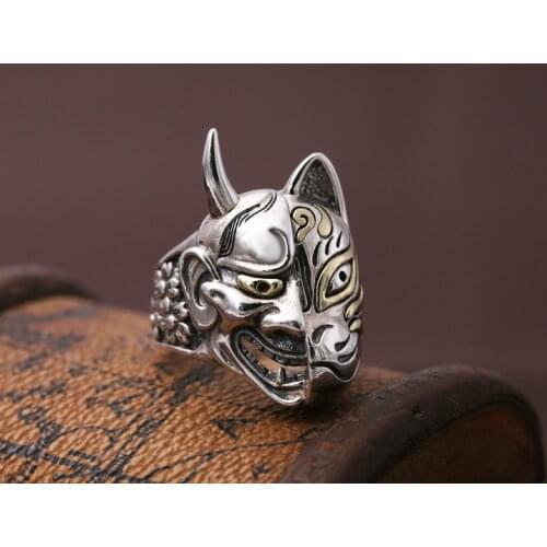 925 Sterling Silver Mens Biker Prajna Mask punk Ring Rings Jewelry A1602