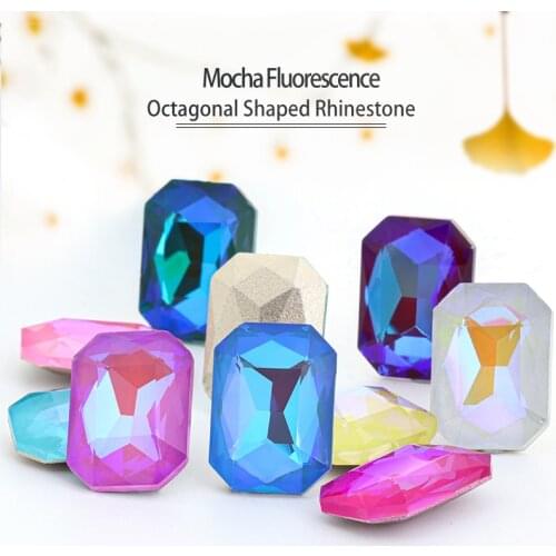 Astrobox New Ordinary Glass Octagon Mocha Fluorescence Crystal Rhinestone Decorative DIY Clothing Decoration Jewelry Making