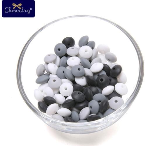 Silicone Abacus Beads Pearl Lentil Baby Silicone Teether 12mm 60pcs Silicone Beads DIY Dentition Bead Teething Nursing Necklace