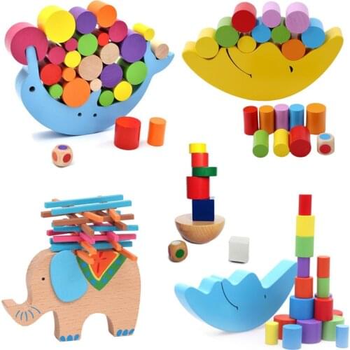 Baby Early Learning Toy Wood Moon Balancing Educational Toys Building Blocks Kids Children Balancing Toy Wooden Toys Balancing B
