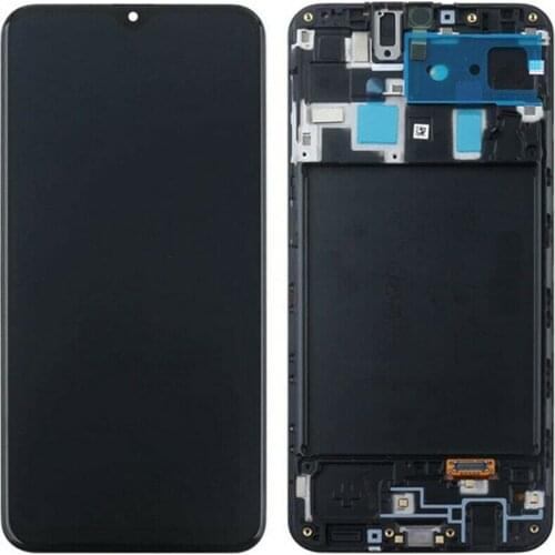 For Samsung Galaxy A20 SM-A205 Black Color Super AMOLED LCD Screen and Digitizer Assembly With Frame
