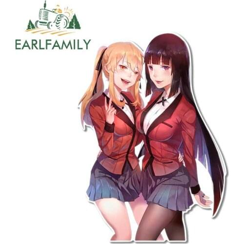 EARLFAMILY 13cm x 9.3cm For Kakegurui Waterproof Fine Decal Personality Creative Car Stickers Sunscreen Refrigerator Decor
