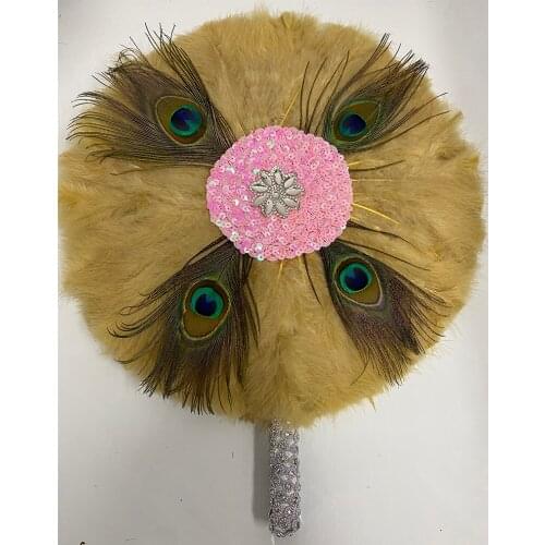 Esewing 1Pc/bag Nice Feather Fan For Dance Props African Hand Fan Decoration Wedding Wonderful 19 Colors To Choose From