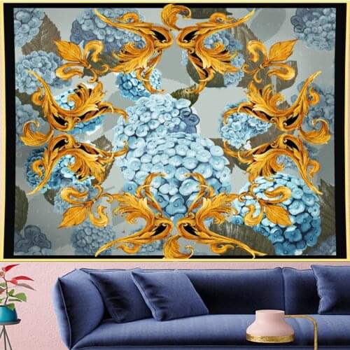 Court style Hydrangea Deconstruction Tapestry Vintage macrame painting retro flower Wall Hanging mandalas home decor GN.PAPAYA
