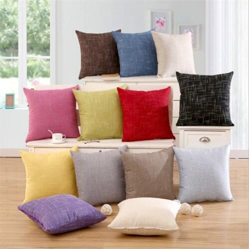 Hap-deer cushion lint simple color stripe no filling square pillowcase bedroom home deco art seat gray pink 13color 45*45cm