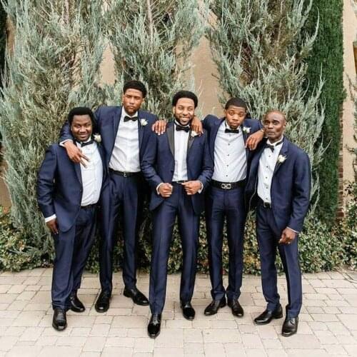 Costume Wedding Slim Men Suits Groom Tuxedo Navy Blue Blazer Groomsmen Terno Masculino Trajes para Hombre 2 Pieces Jacket Pants