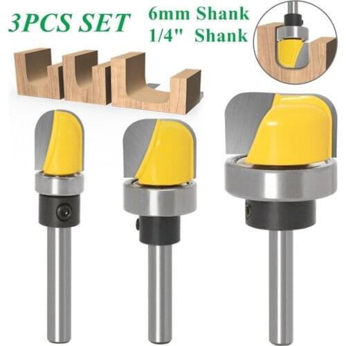 3pcs Set 6mm 1/4" Shank Bowl and Tray Template Router Bit Woodworking Drill Milling Cutter Wood End Cutter