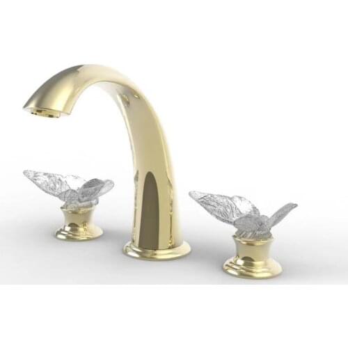 New arrival luxury classic design Gold color 8" Widespread Three Holes 3 Pieces lavatory Bathroom Sink Faucet Mixer tap