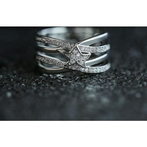 New Wishing Meteor Ring Interwoven Wedding Ring Double Letter X Shape Ring Zirconia Micro Paved For Women Wedding Jewelry Gifts