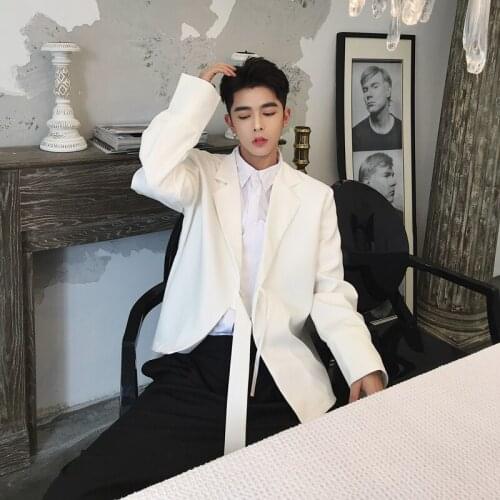 2018 New style dark black department personality contracted asymmetric design mens small suit M-6XL!!! Big size suits for men