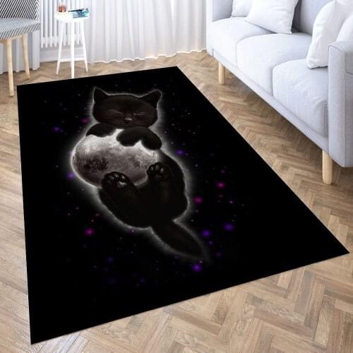CAT HUGGING MOON Carpet for Living Room 3D Anime Cartoon Rug Gamer Teen Room Bedside Lounge Rug Kids Children Floor Mats