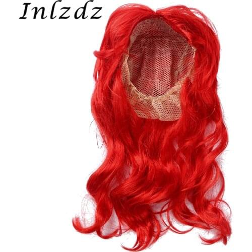 Kids Girls Mermaid Princess Dress up Synthetic Hair Wigs with Starfsh Hair Clip Headwear Halloween Cosplay Costume Accessories