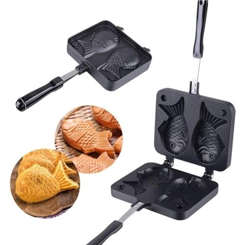 Taiyaki Japanese Fish-Shaped Bakeware Waffle Pan Maker Japanese Pancake Double Pan Stainless Steel Frypan Home Cake Tools