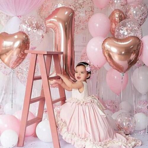 Number 1 Foil Balloons Baby Shower 1st Birthday Party Decor Supplies Set Baby Boy Girl Ball 2.2g Latex Helium Globos