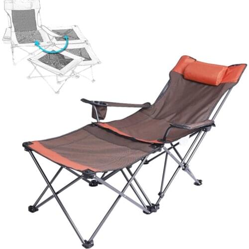 Outdoor Folding Deck Chair Camping Chair Sitting and Lying Dual-use Portable Lounge Chair Leisure Beach Chair Fishing Chair