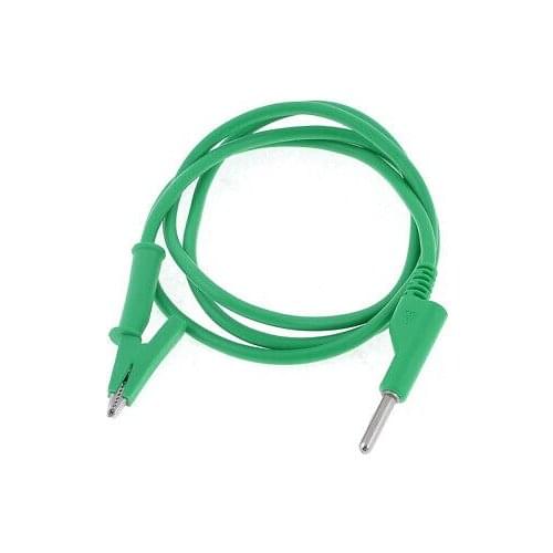 Green PVC Banana Connector to Alligator Test Probe Lead Clamp 1M