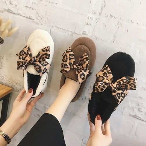 2019 autumn and winter New Bow peas shoes female flat bottom plus velvet cotton shoes wear Comfortable cotton shoes U16-37