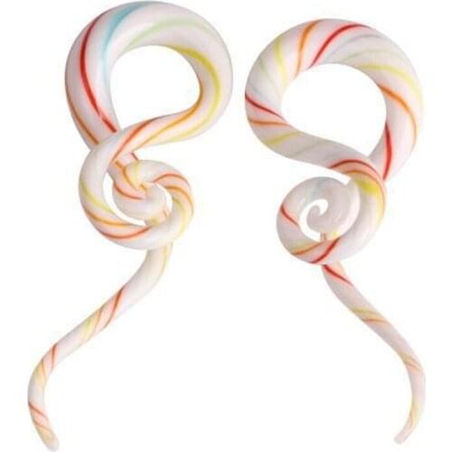 Woman Earrings 2021 Trend Glass Made Ear Rings Spiral Taper Cartilage Stretching Jewelry Accessories Women Piercing Earring