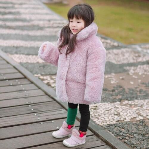 Winter Faux Fur Black Cotton Coat Warm Jacket Snowsuit Outerwear Baby Children Clothes Hooded Fake Fur Overcoats