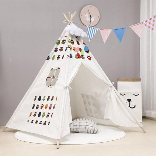 Indian Canvas Teepee Children Playhouse Kids Play Tent for Indoor or Outdoor Play Foldable Children Play Tents for Girl and Boy