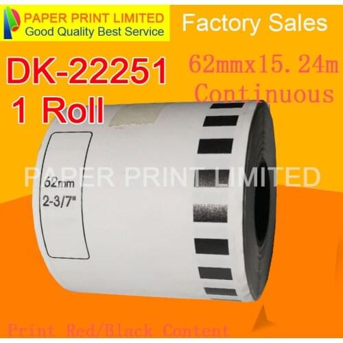 1 Roll Compatible DK-22251 dk22251Red/Black Double Color Label 62mm*15.24M DK-2251 Continuous Label