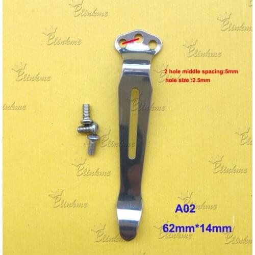 1pcs/bag 62mm *14mm Pocket Clip folding knives Clip flashlight Clip or EDC tools with screws (No A02)