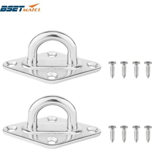 2PCS SS304 Diamond Shaped Pad Eye Plates Staple Ring Hook loop Boat marine Yacht Shade Sail Tie Down Rigging hardware