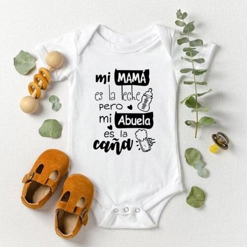 2021 Baby Bodysuit Mi Mama Newborn Funny Jumpsuit Infant Unisex Cute Abuela Print Short Sleeve Cotton Body Baby Playsuit Clothes