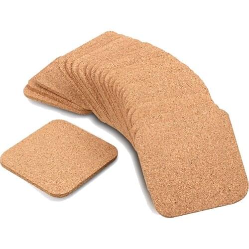 24 Pack Square Cork Coasters for Drinks,Bar Coasters Absorbent Heat Resistant Reusable Saucers for Wine Glasses Cups