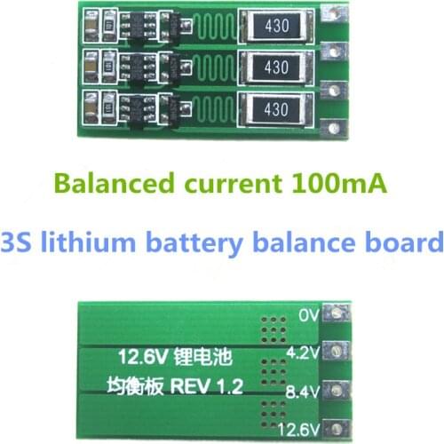 3S 100mA Lithium Battery Balancer Board 18650 Li-ion Battery Balancing Board Balance Current 1.1V 12.6V