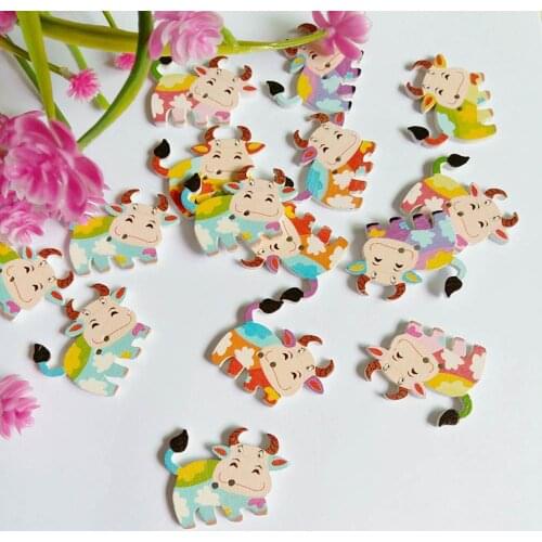 40pcs Wood Sewing Scrapbooking Button Cattle At Random Two Holes Diy Clothing Accessories Decorative Buttons Handmade 27x34mm