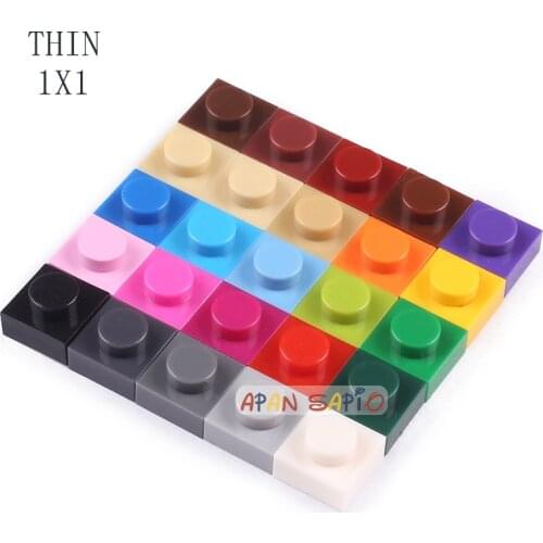 600PCS/lot DIY Bricks Building Blocks Thin 1X1Dots Educational Creative Figures kids Toys for Children fit 3024 bricks size