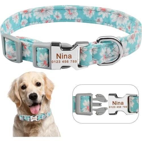 AiruiDog Fashion Male Female Dog Collar Personalised Custom Engraved Pet ID Tag Nameplate