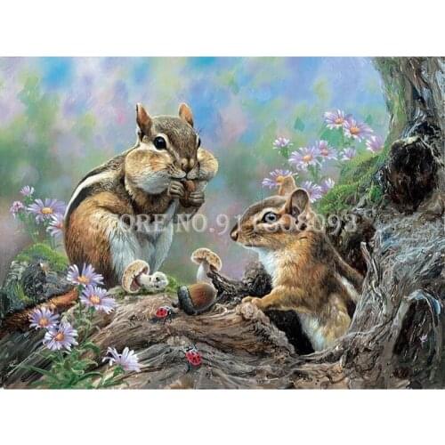 Diamond Embroidery Full Square/Round 5D Diamond Painting Squirrel Animal Rhinestone Diy Cross Stitch Home Decor Handmade Gift