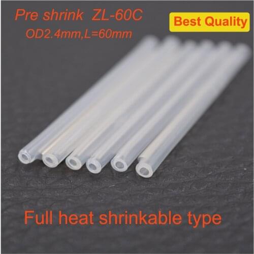Free Shipping 1000pcs 60mm OD2.4mm Bare Fiber Optic Fusion Splice Protective Sleeves Full Heat Shrink Tube Pre Shrunk type