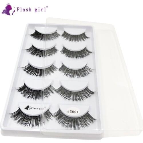 Flash girl fluffy false lashes #5001 100% Handmade fluffy 3D Mink Lashes 5 pair/tray Private Label Eyelashes Extension