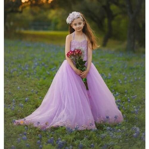 Flower Girls Dress Princess Lace Ball Gown for Wedding Kids Birthday Gown Pageant Party Dress Custom Made Size