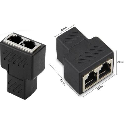 Ethernet LAN Dual Port Plug 1 To 2 RJ45 Splitter Network Adapter Connectors Split Cable Networks Extender Expansion Connector