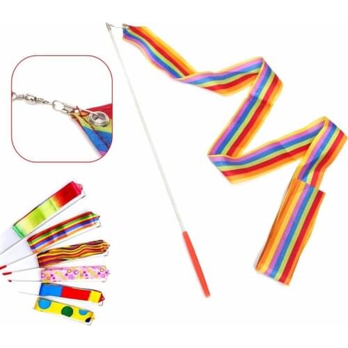 Fedex DHL Freeshipping 4M Gym Dance Ribbon Rhythmic Art Gymnastic Streamer Baton Twirling Rod Mix color ,100pcs/lot