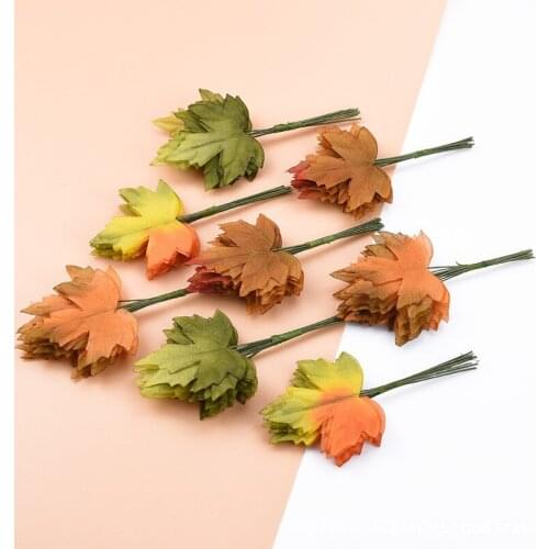 12pcs/lot Maple Leaf Artificial Plant diy Wedding Christmas Decoration Wreaths Accessories Scrapbooking Craft