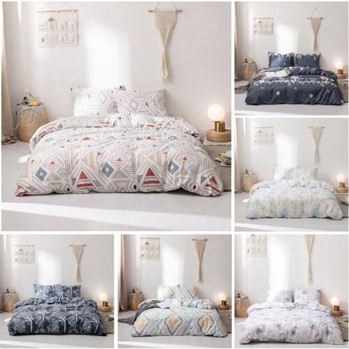 Geometric Duvet Cover Set Bedding Set Soft Microfiber Floral Bed Set Cover with Pillowcase Queen King Size Bed Linen Bedclothes