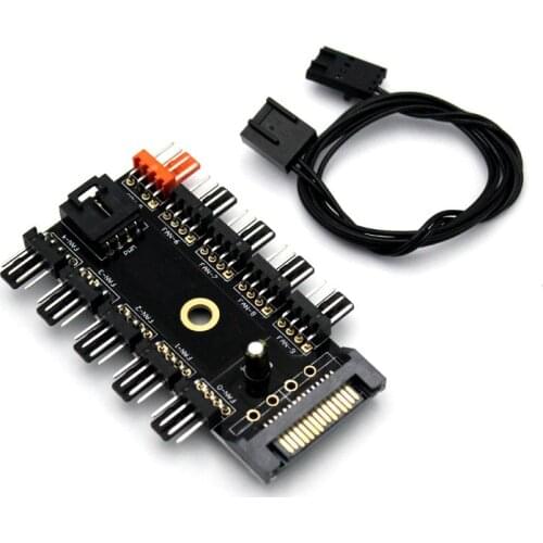 Computer case fan hub 3/4Pin temperature control PWM speed controller motherboard 3/4 pin FANHUB controller