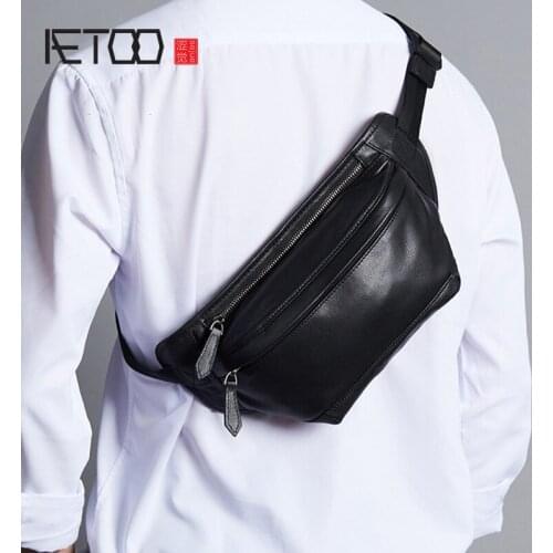 AETOO Leather cross-body bag, personality trend soft leather waist bag, first layer cowhood men cross-body bag