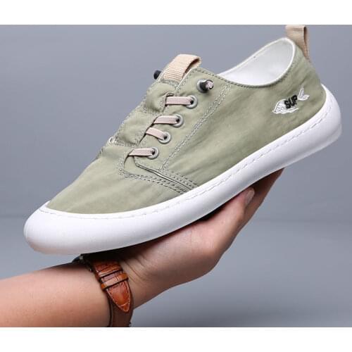 Summer Breathable Mens Casual Canvas Shoes Lazy Male Flat Shoes Ice Silk Trend Wild Mens Flat Driving Shoes