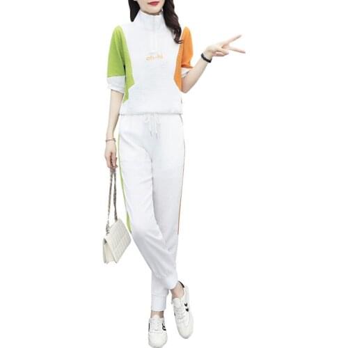 Fashion Summer Women Sports Suit Fairy Lady Goddess Western Style Clothing Temperament Slim Plus Size Casual Pants Suits OK808