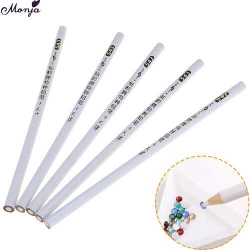 Monja 5Pcs Nail Art Wax Dotting Pencil Set Rhinestone Gem Jewelry Diamond Crystal Beads Sequins Pick Up Self-adhesive Picker Pen