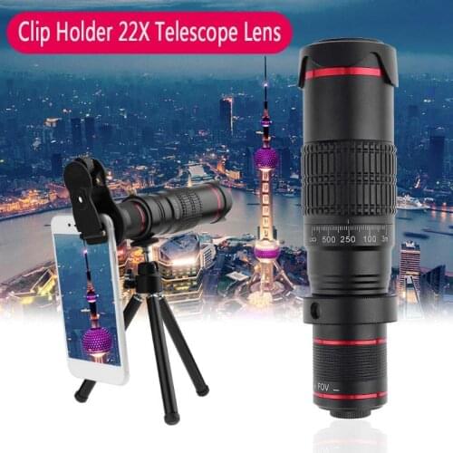 Newest Tripod Double Regulation HD Scale Distance FOV 22X Telephoto Zoom Camera Phone Lens For iPhone X/8/7/7 Plus/6s/6/5 SE