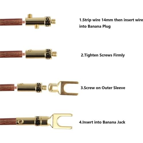 New 8-50pcs Audiocrast S101G Y spade connector Gold Plated Screw Fork Connector Adapter Speaker Plugs