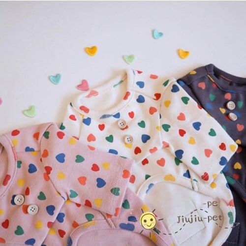 Spring Pet Dog Clothes Love Pattern Cotton Dog Basic Bottoming Shirt For Puppy Breathable T-shirt Chihuahua Yorkshire Costume