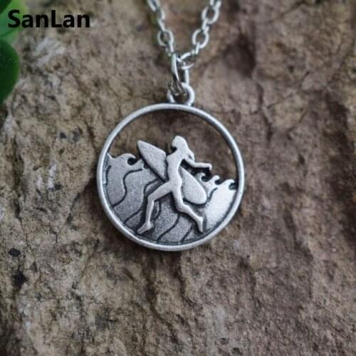 SanLan 10pcs surf girl necklace